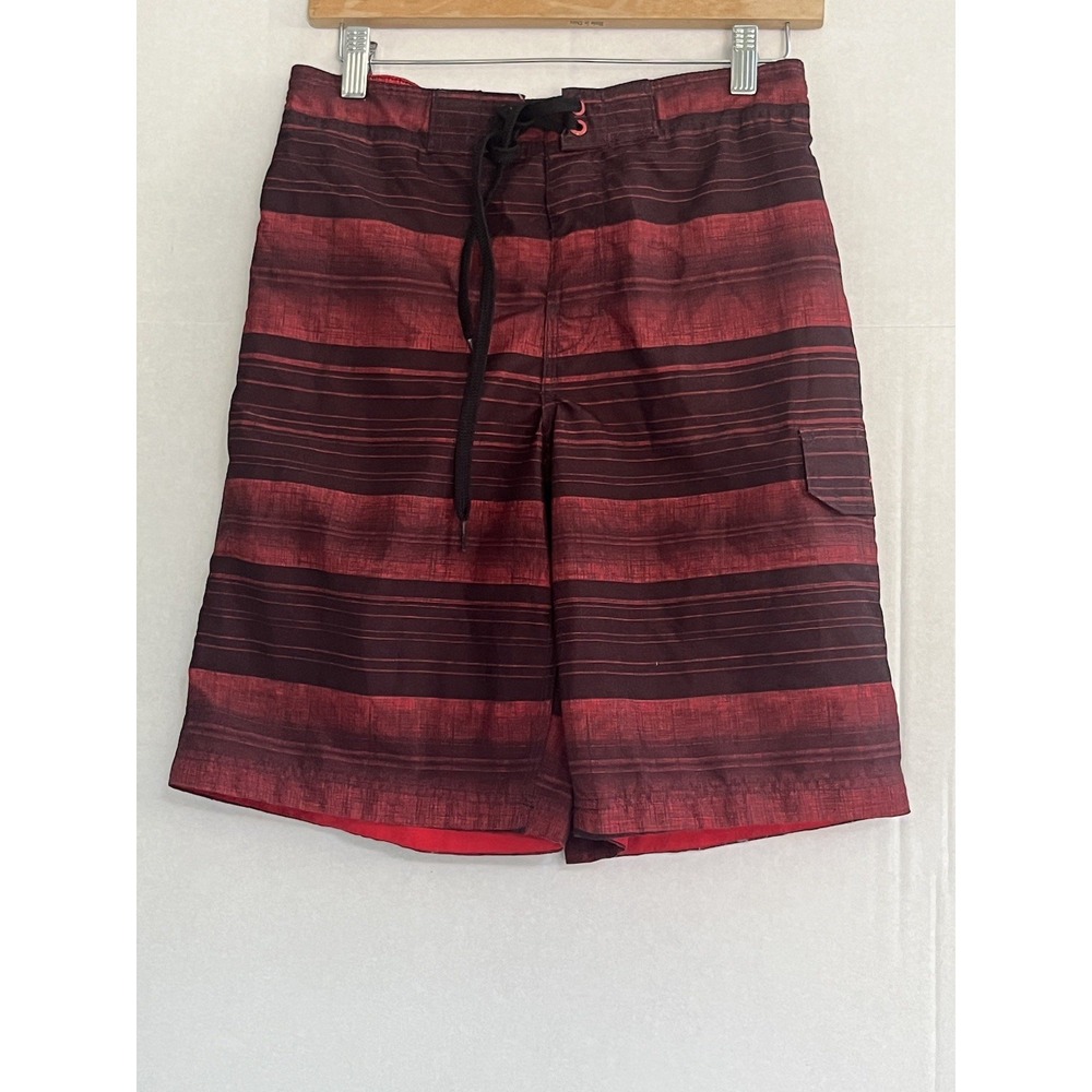 Speedo Burgundy Stripe Swim Trunks Men Size S